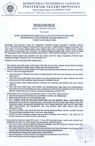 Persyaratan CPNS Polsri 